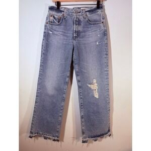 AG Adriano Goldschmied Kinsley High Rise Pop Crop Jeans 28R Lt Wash Distressed